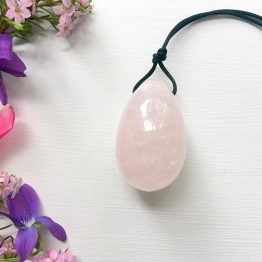 Medium drilled rose quartz yoni egg