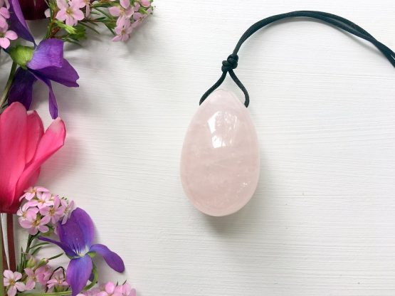 Medium drilled rose quartz yoni egg