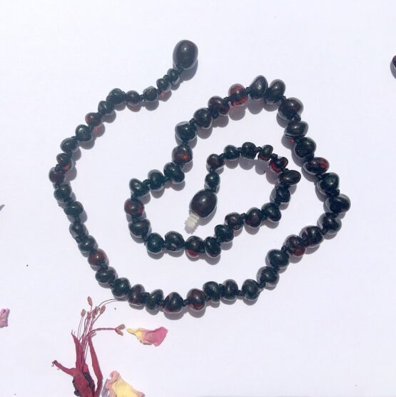 Dark Cherry Polished Amber Teething necklace 38cm