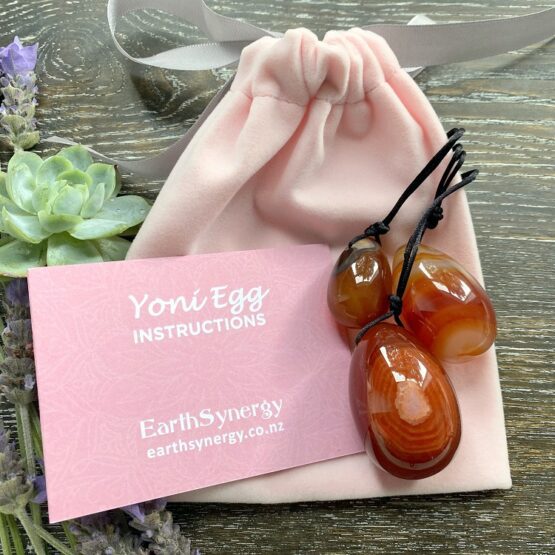 Carnelian yoni egg set - drilled