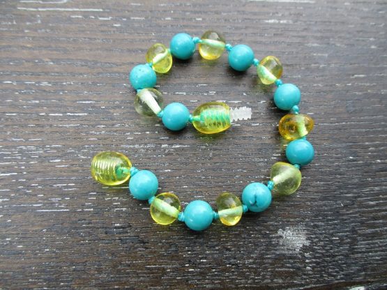 Turquoise & Honey Amber Bracelet