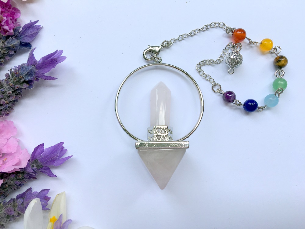 Rose Quartz Pyramid & Hexagonal Prism Pendulum - Earthsynergy webstore