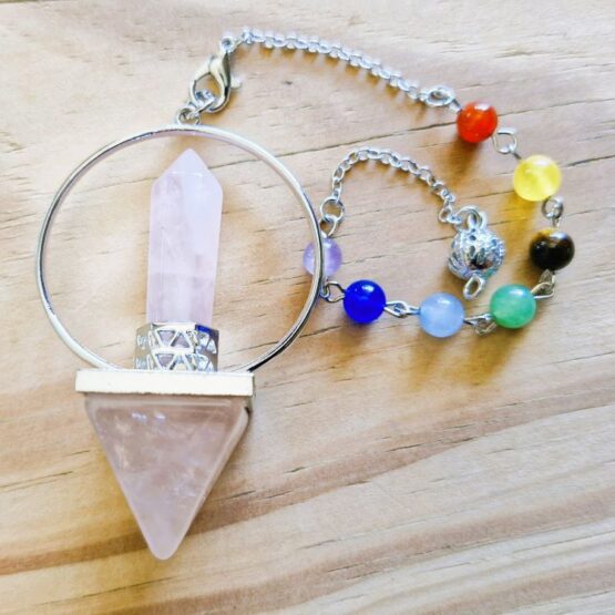 Rose Quartz Pyramid with Point Pendulum