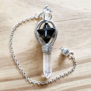 Onyx Merkabah with clear quartz point Pendulum