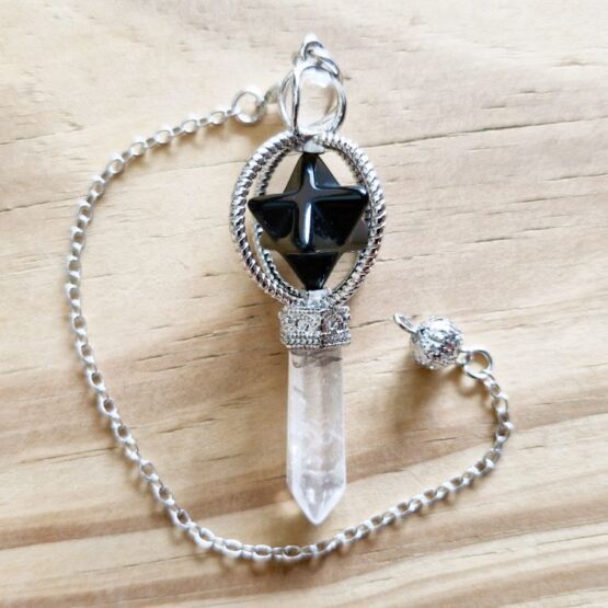 Onyx Merkabah with clear quartz point Pendulum