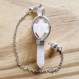 Rose Quartz Merkabah with Clear Quartz Point Pendulum
