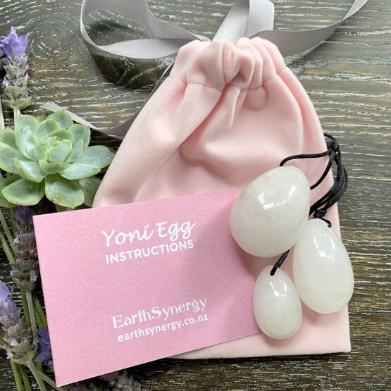 Clear Quartz yoni egg set - drilled