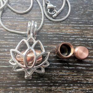 Lotus with Urn Memorial pendant for cremation ash