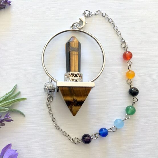 Tigers Eye Pyramid with Point Pendulum