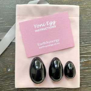 Undrilled Obsidian yoni egg set
