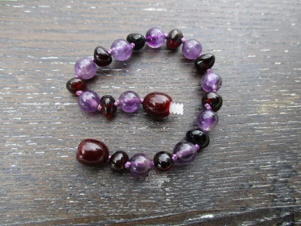 Amethyst & Dark Cherry Amber Bracelet