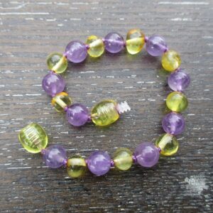 Amethyst & Honey Amber Bracelet