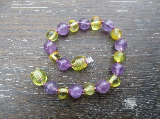Amethyst & Honey Amber Bracelet