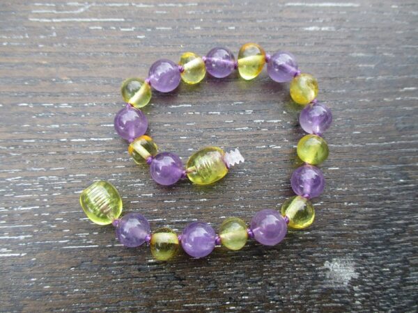 Amethyst & Honey Amber Bracelet