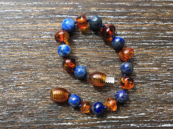 Lapis Lazuli & Cognac Amber Bracelet