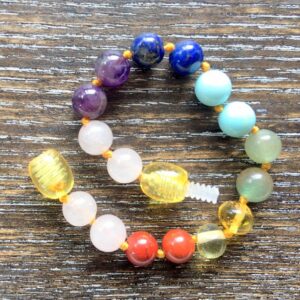 6 Crystal Mix with Honey Amber Bracelet