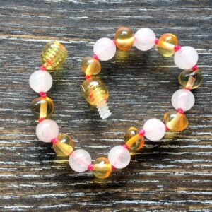 Rose Quartz & Honey Amber Bracelet