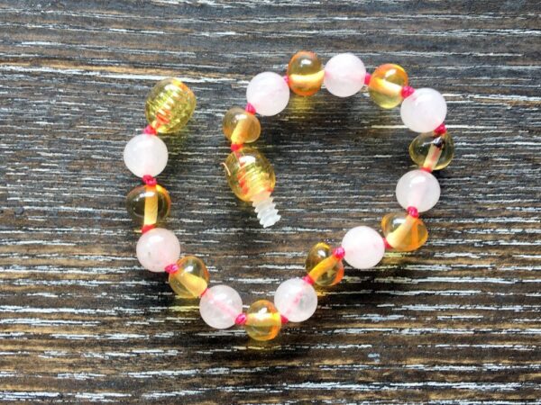 Rose Quartz & Honey Amber Bracelet