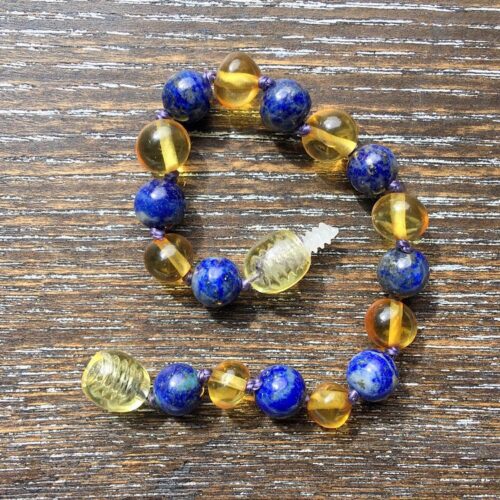 Lapis Lazuli & Honey Amber Bracelet