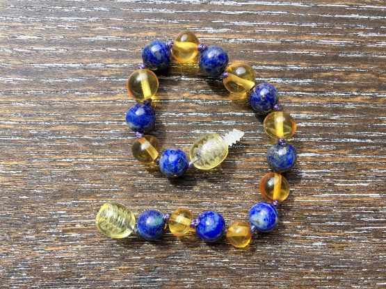 Lapis Lazuli & Honey Amber Bracelet