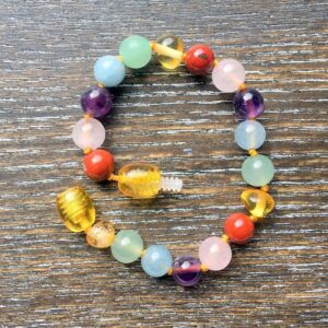 5 Crystal Mix & Honey Amber Bracelet