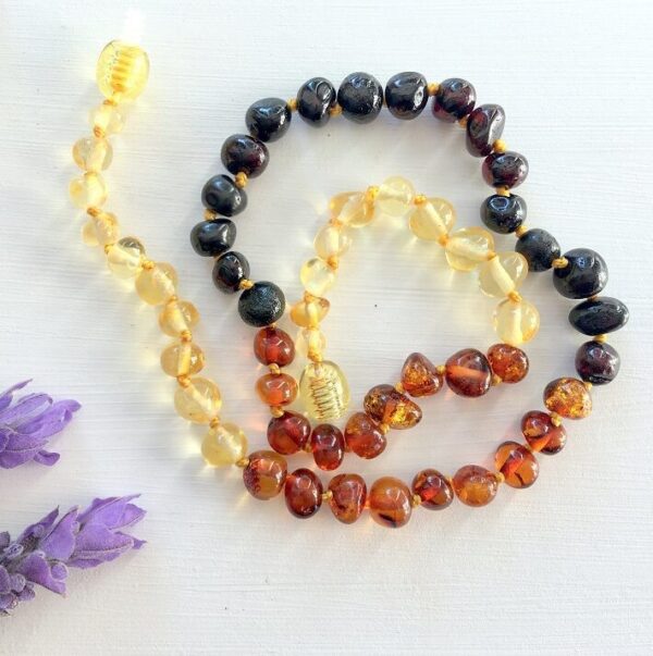 Rainbow Baltic Amber Teething Necklace 38cm