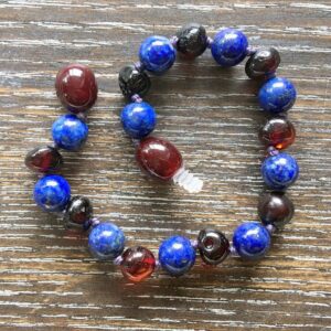 Lapis Lazuli & Dark Cherry Amber Bracelet
