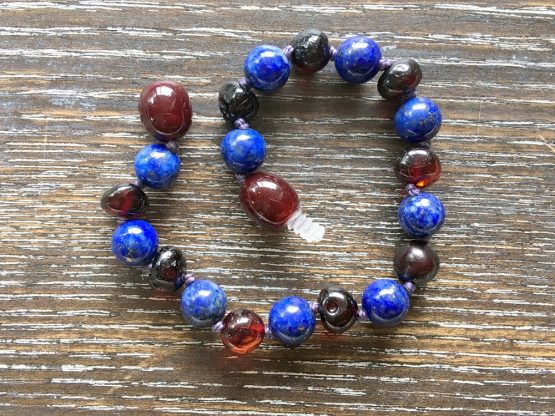 Lapis Lazuli & Dark Cherry Amber Bracelet