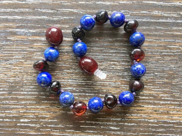 Lapis Lazuli & Dark Cherry Amber Bracelet