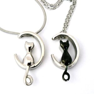 Cat on Moon silver & black
