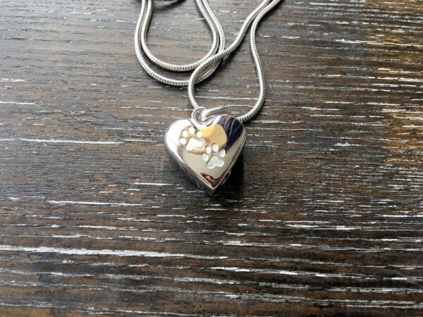 2 Paws in Heart Memorial Pendant