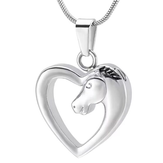 Horse in Heart memorial pendant