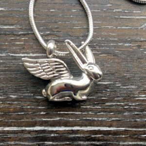 Rabbit with wings memorial pendant
