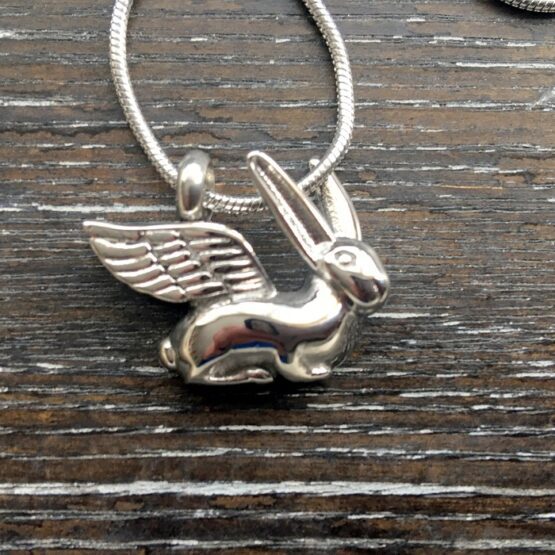 Rabbit with wings memorial pendant