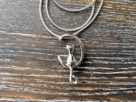 Cat on Moon Pendant