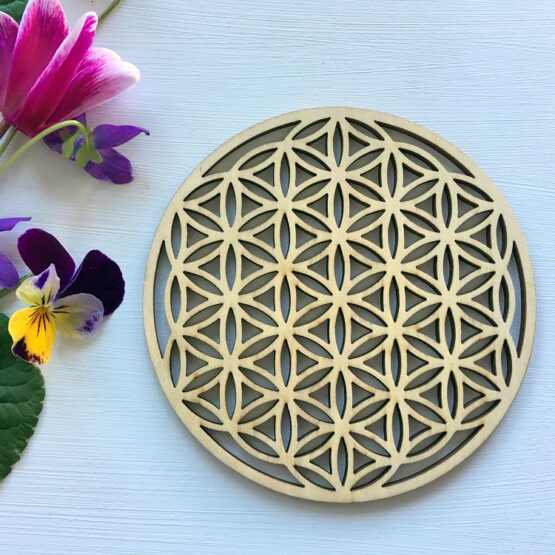 Flower of life coaster carved crystal grid