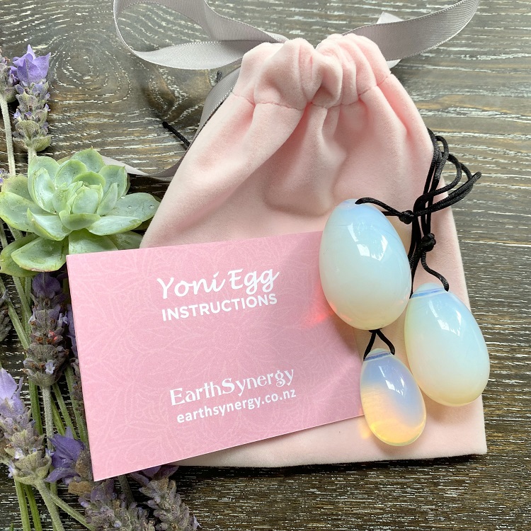 Opalite yoni egg set - drilled
