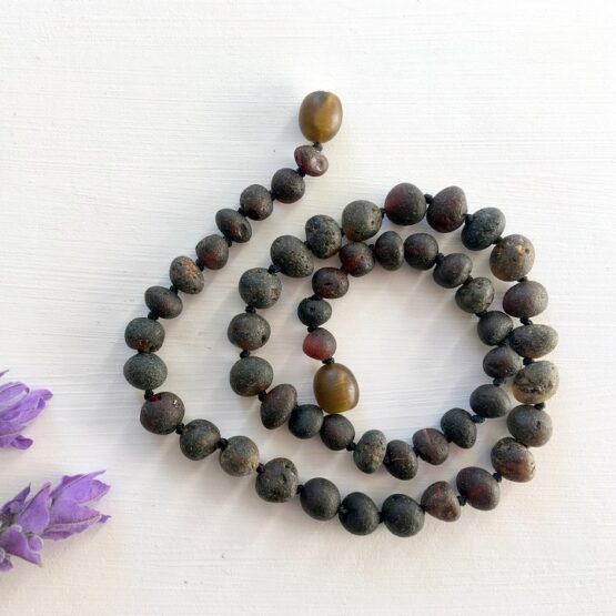 Raw Green Baltic Amber Teething Necklace 32cm