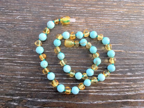Light Turquoise & Honey Amber Necklace
