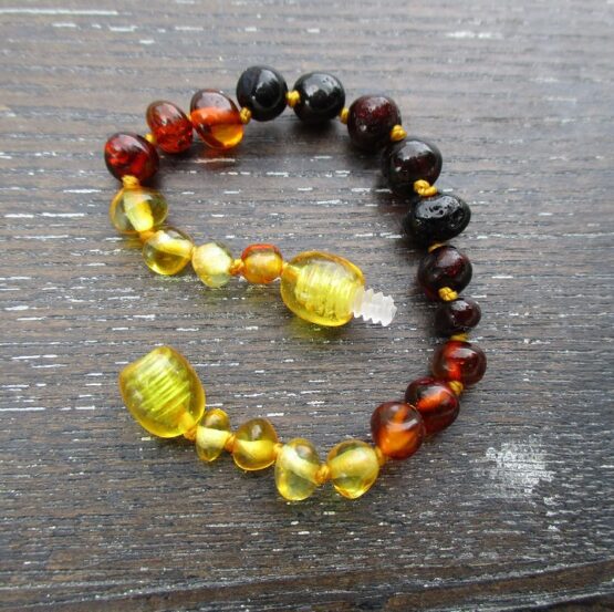 Rainbow Baltic Amber Teething Bracelet 14cm