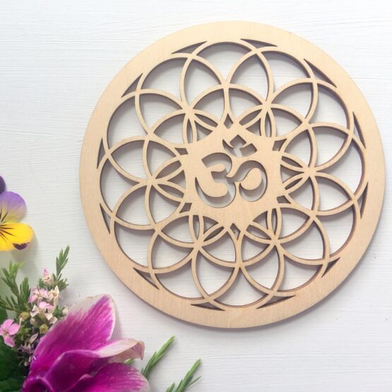 Seed of life OM wooden Crystal Grid 10cm