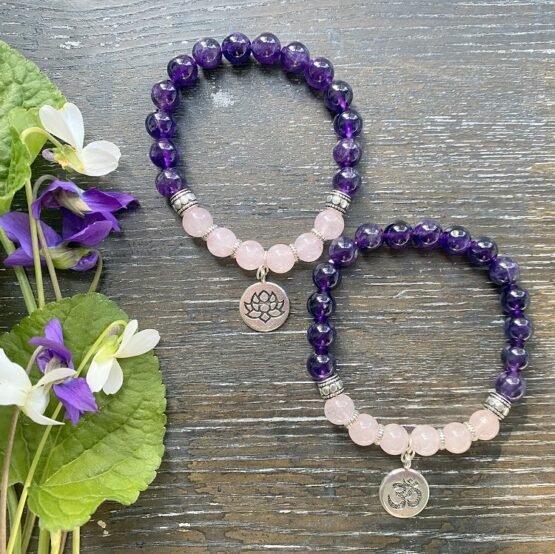 Amethyst & Rose Quartz bracelets