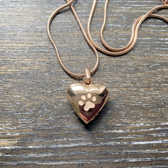1 Paw in Heart Pendant - Rose Gold Plated