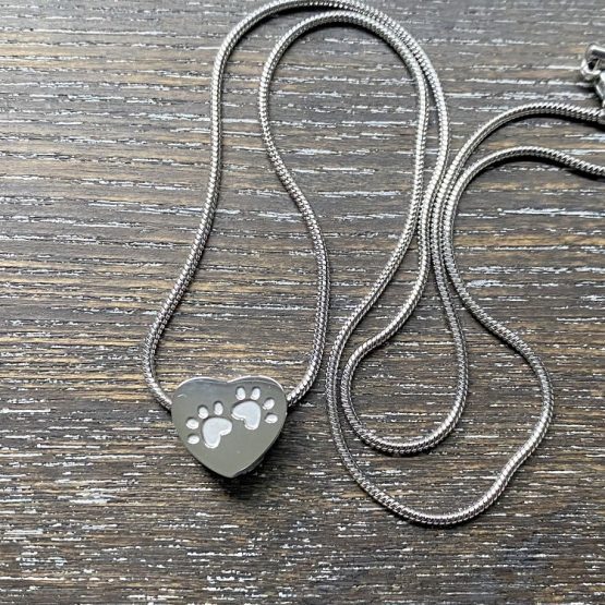 2 Paws in Small Heart Pendant