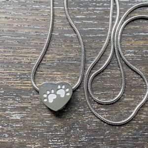 2 paws on small heart memorial pendant