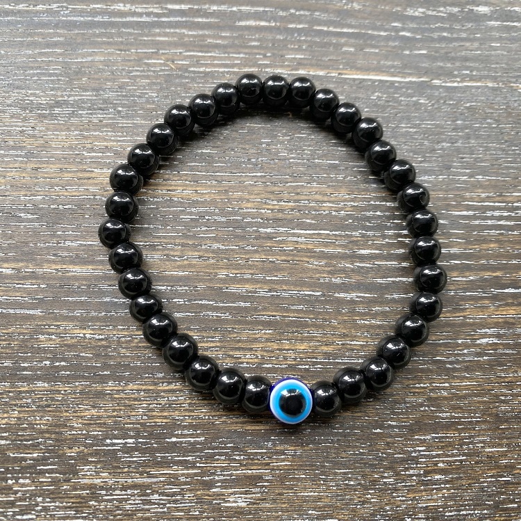 Onyx & Evil eye bracelet 17cm