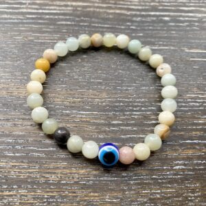 Amazonite bracelet with evil eye 17cm