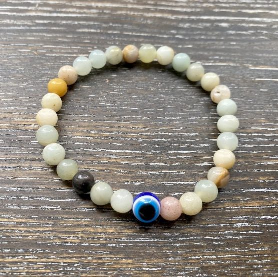 Amazonite bracelet with evil eye 17cm