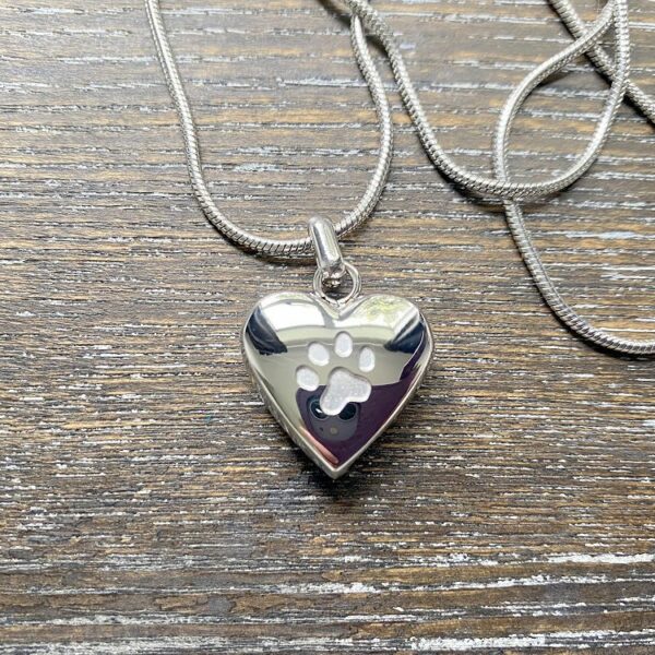 1 Paw in Heart Pendant - Silver