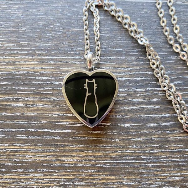 Cat on Heart Memorial Pendant
